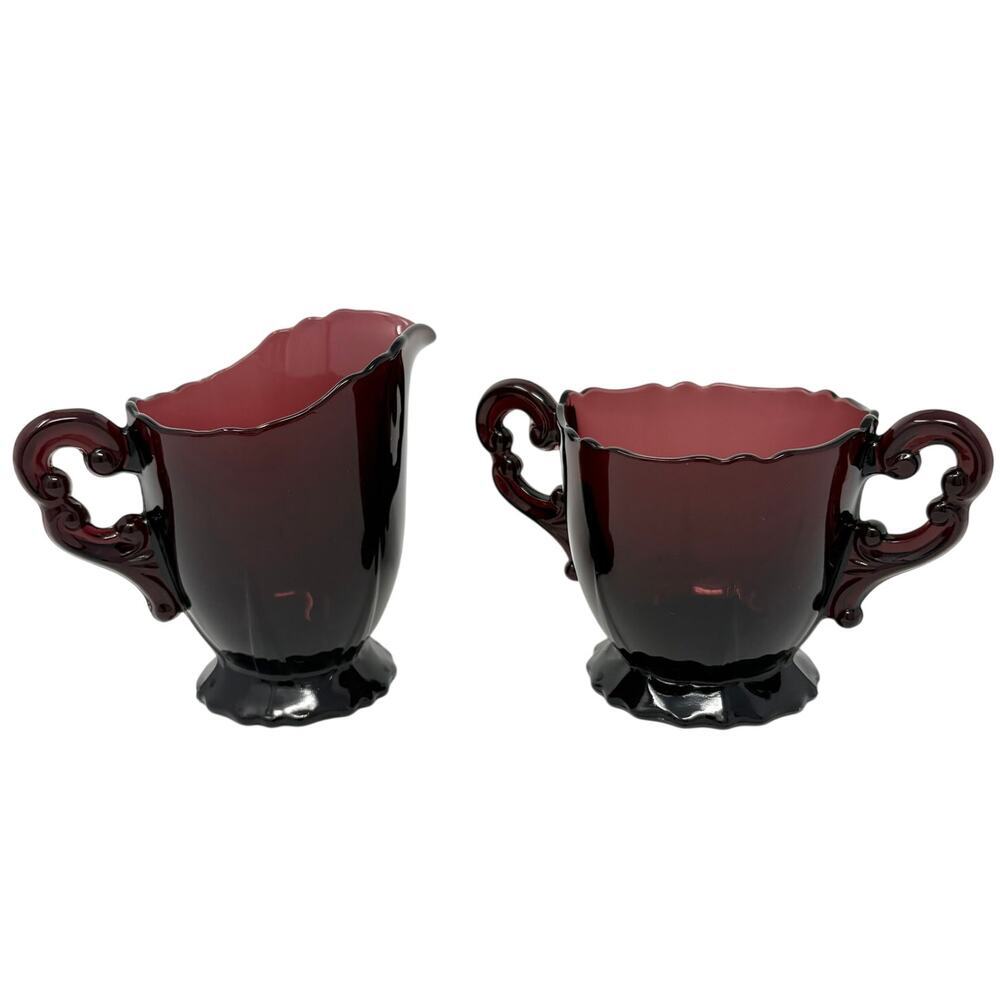 Vintage Cambridge 3400/68 Amethyst Open Sugar and Creamer Set 1940s/50s